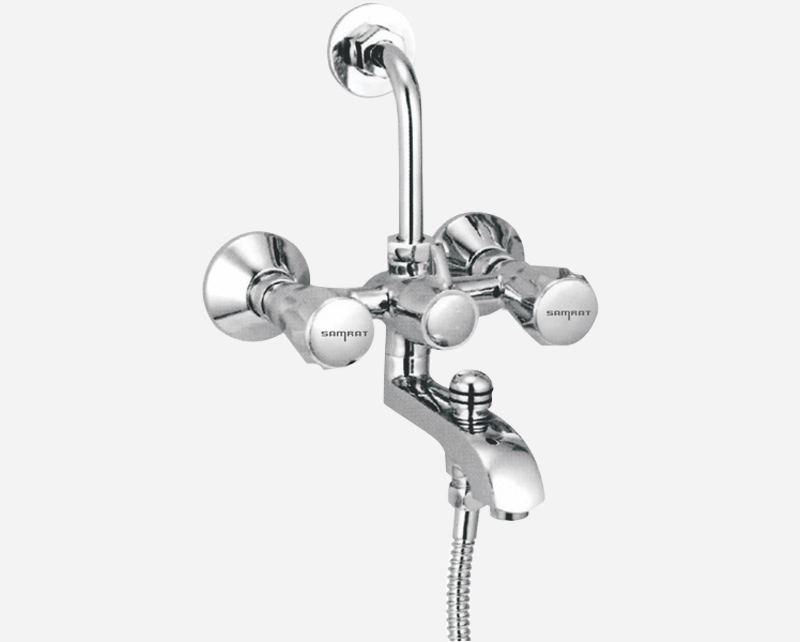 Three in one wall mixer with L bend